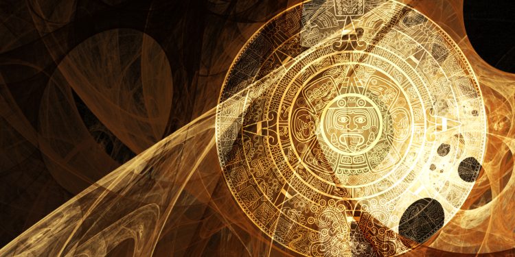 Aztec Calendar in Artistic Light