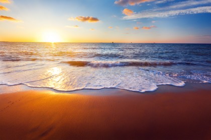 The beach at sunset