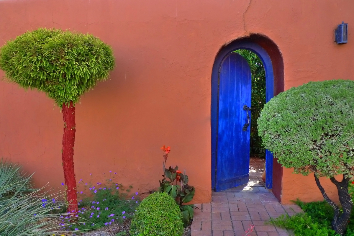 Blue doorway and garden