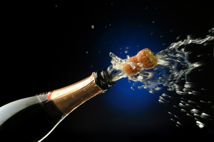 Bottle of Champagne being popped