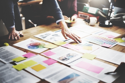 Charts and data on a table