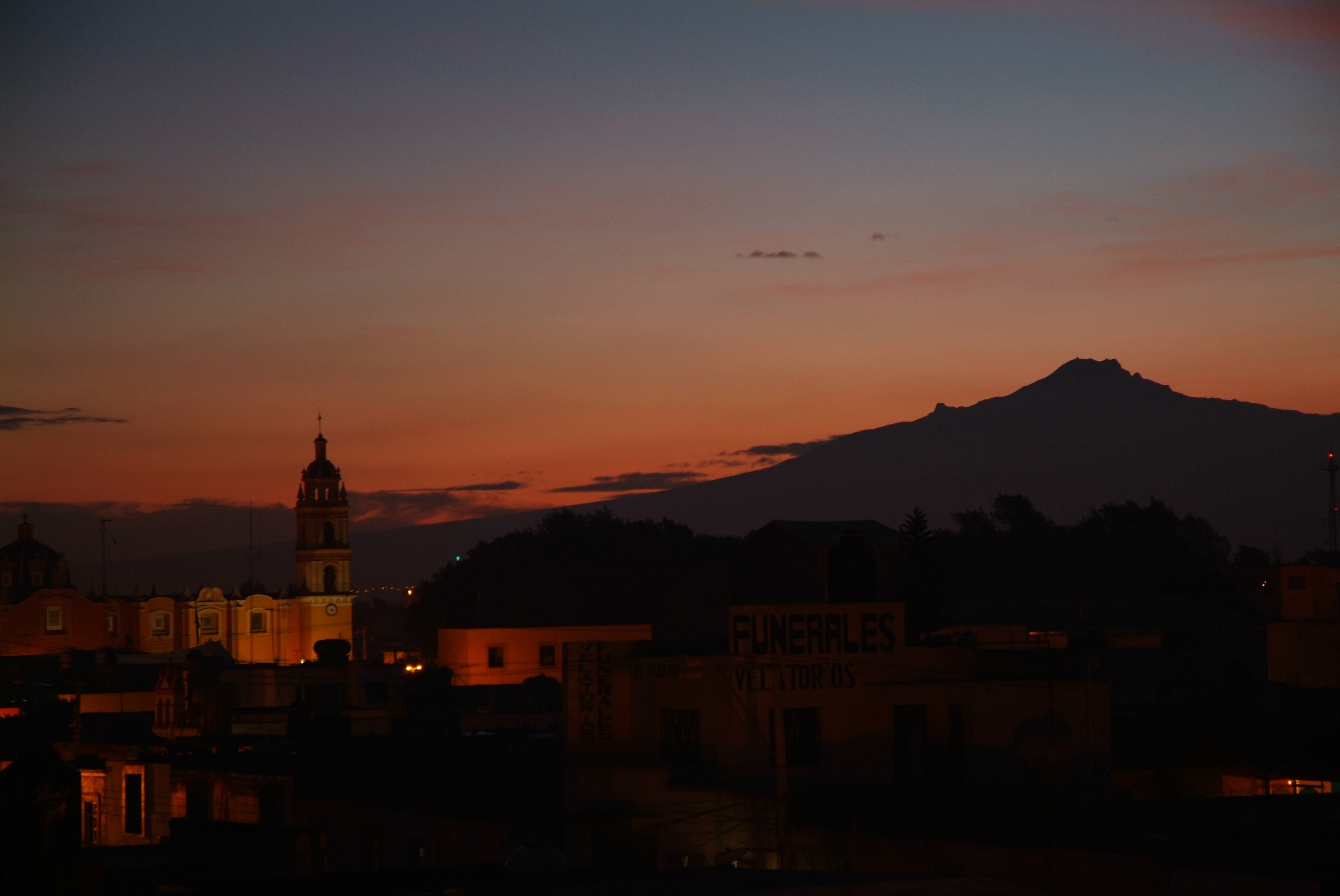 Cholula at Daybreak, Popocatepetl in Background
