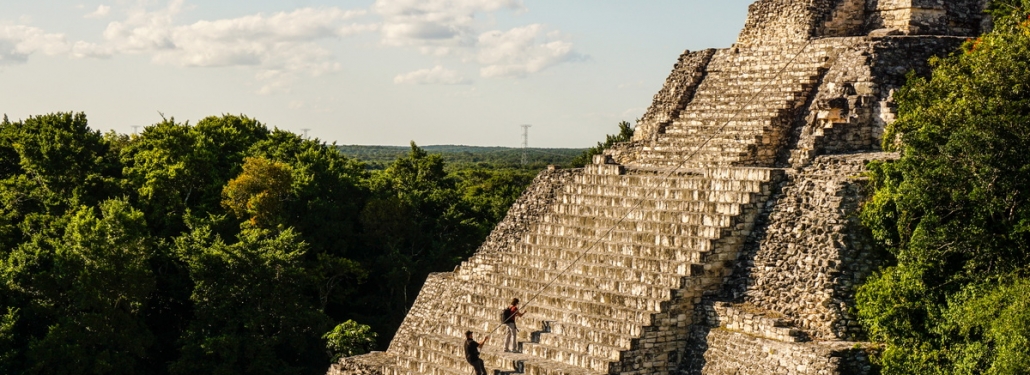 Climbing a pyramid in Mexico