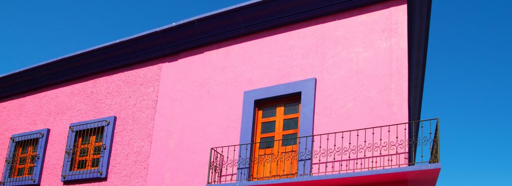 A colorful colonial house in Mexico