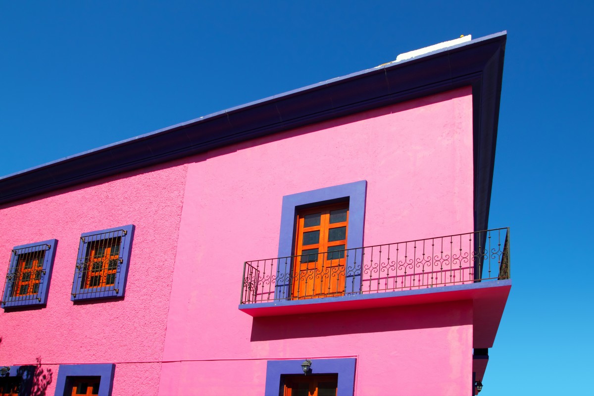 A colorful colonial house in Mexico