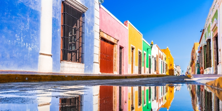 Colorful colonial street in Mexico