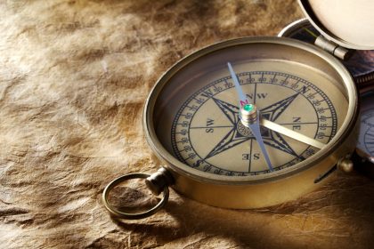 Compass on map