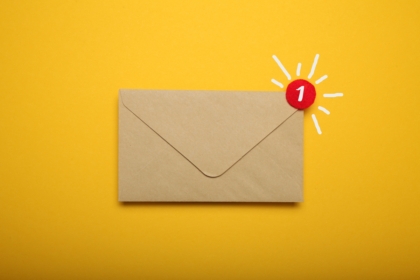 Envelope illustrating communications concept