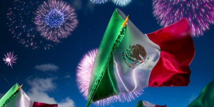 Flags and Fireworks in Mexico