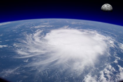 Hurricane Over Ocean, Viewed from Space (Concept)