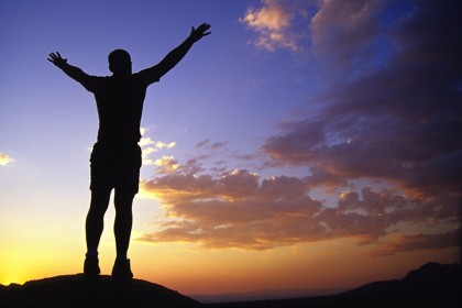 Man on mountaintop