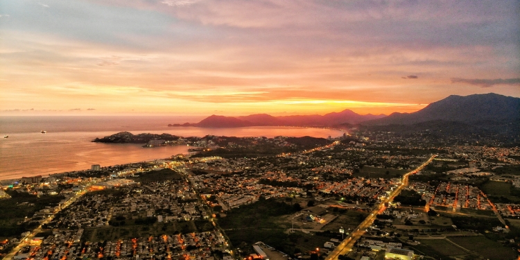 Panoramic view of Manzanillo at sunset