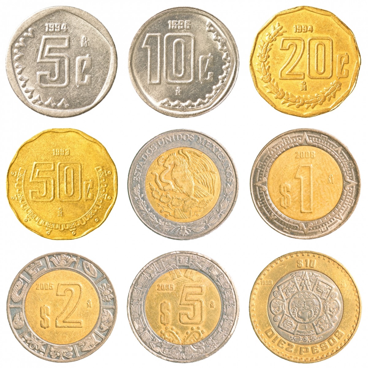 Coins in circulation in Mexico