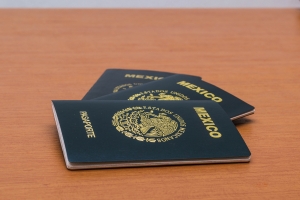 Mexican passports on a table