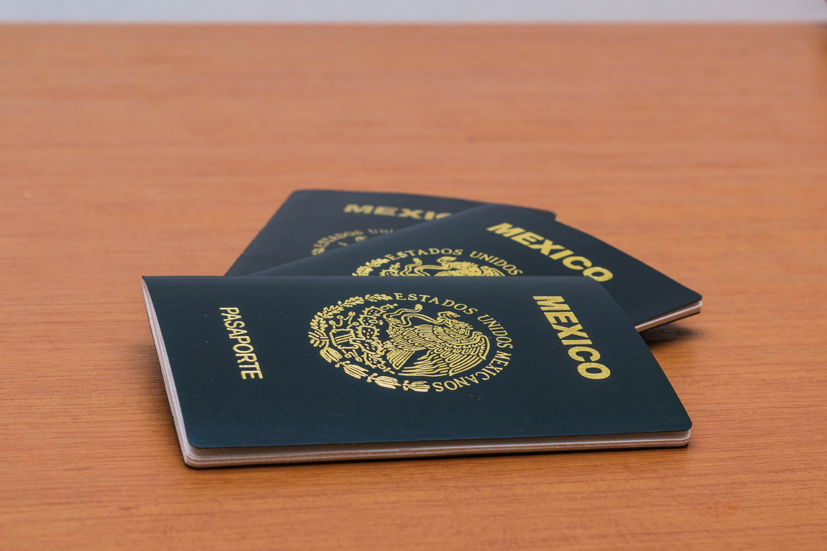 Mexican passports on a table
