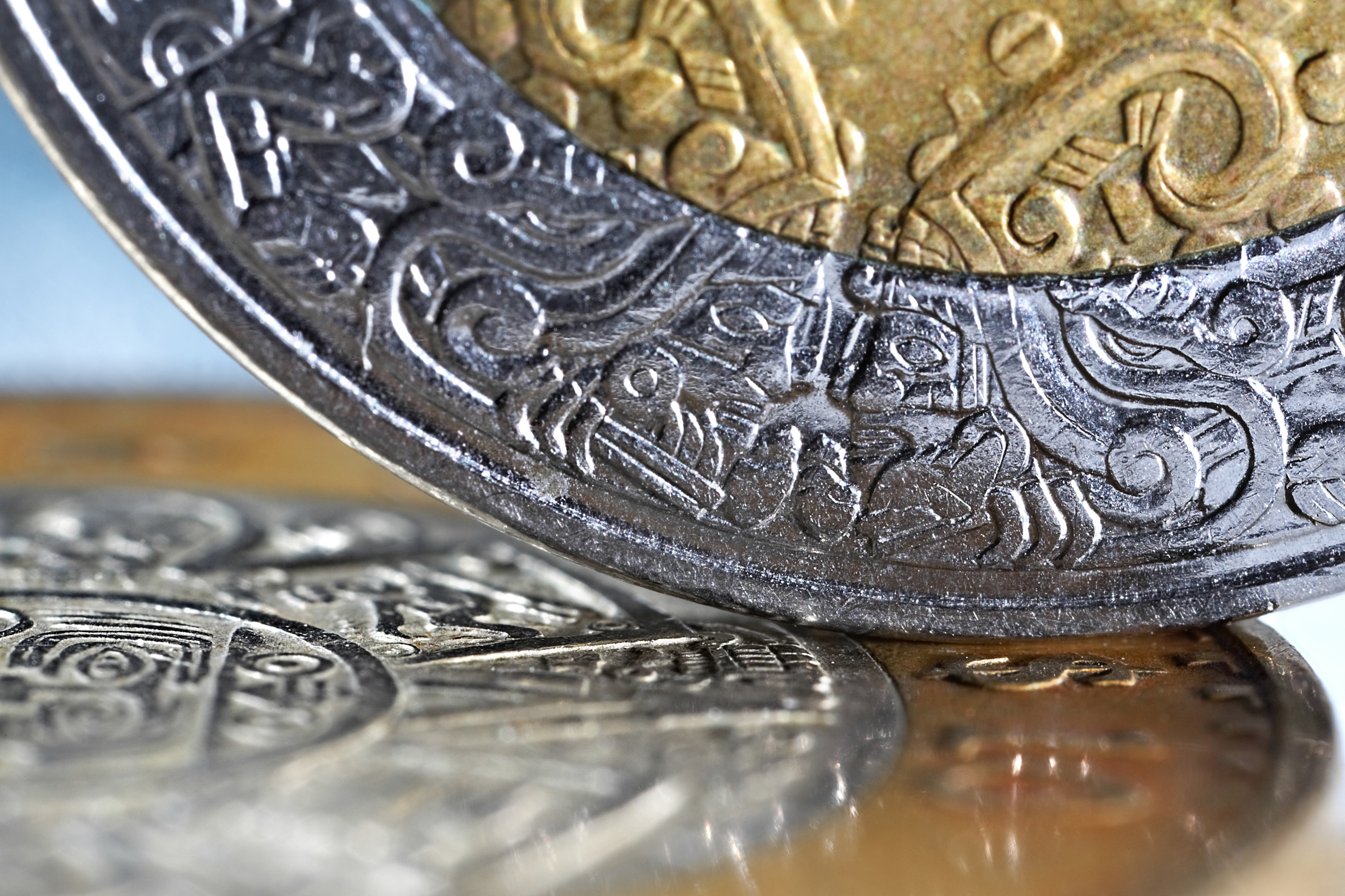 Close up view of Mexican Peso Coin