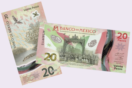 Mexico $20 peso banknote 2021