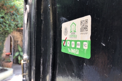 2020 Census Sticker on a Door in Mexico