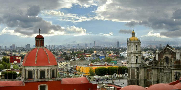 Mexico City Skyline and Churches