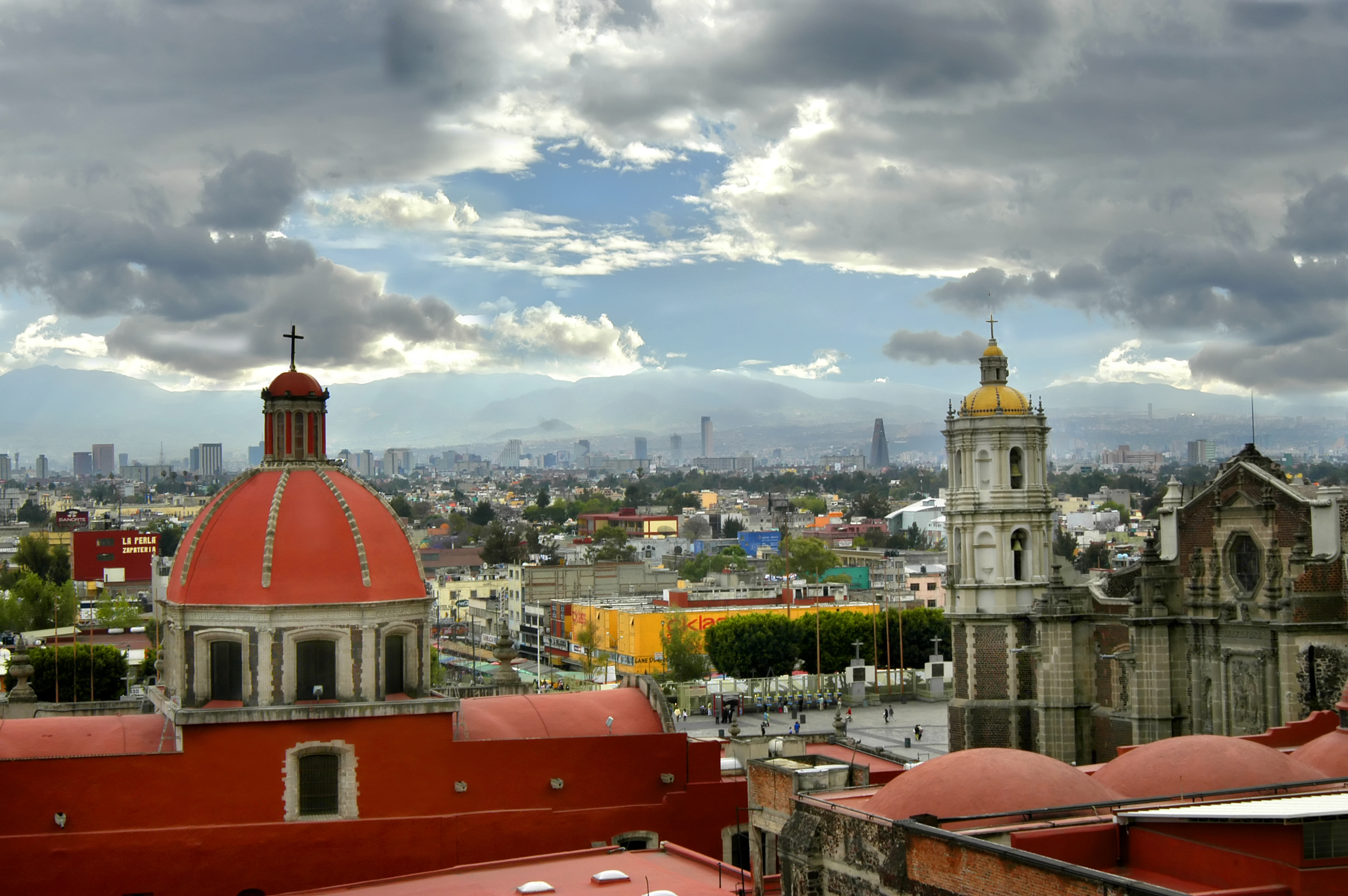 Mexico City Skyline and Churches