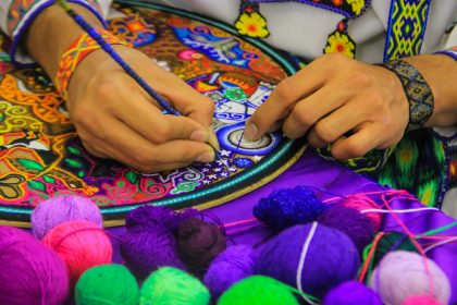 Artisan working with textile