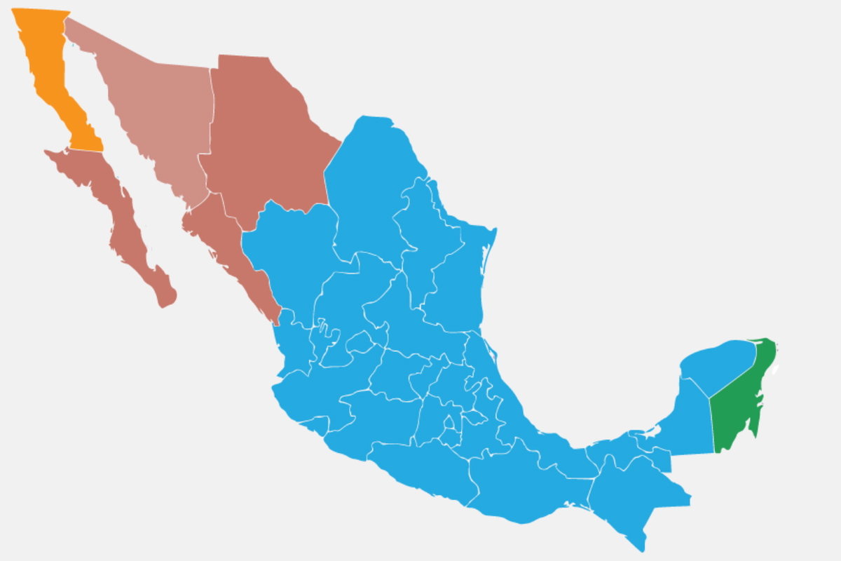 Mexico Map by Time Zone (UNAM, MX GOB)