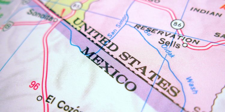 US Mexico Land Border on Map