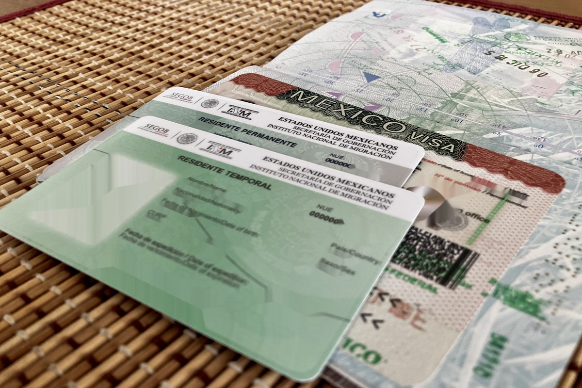 Mexico Residency Visa in Passport with Cards