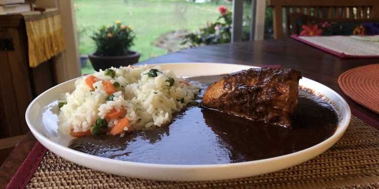 Chicken rice and mole sauce in Mexico