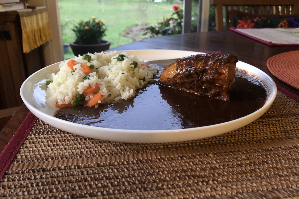Chicken rice and mole sauce in Mexico