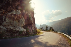 Blind bend on a mountain road