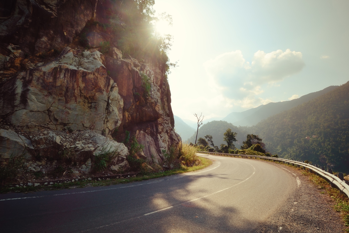 Blind bend on a mountain road