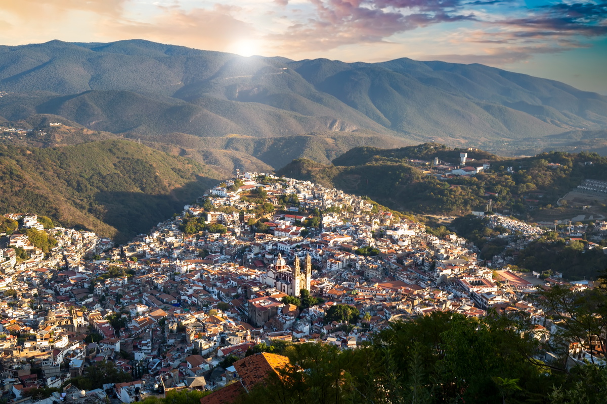 Mountain town in Mexico at sunrise