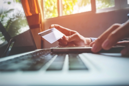 Person making a payment or transfer online