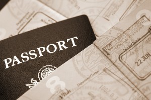 Passport with immigration entry stamps
