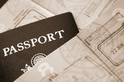 Passport with immigration entry stamps