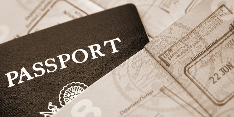 Passport with immigration entry stamps