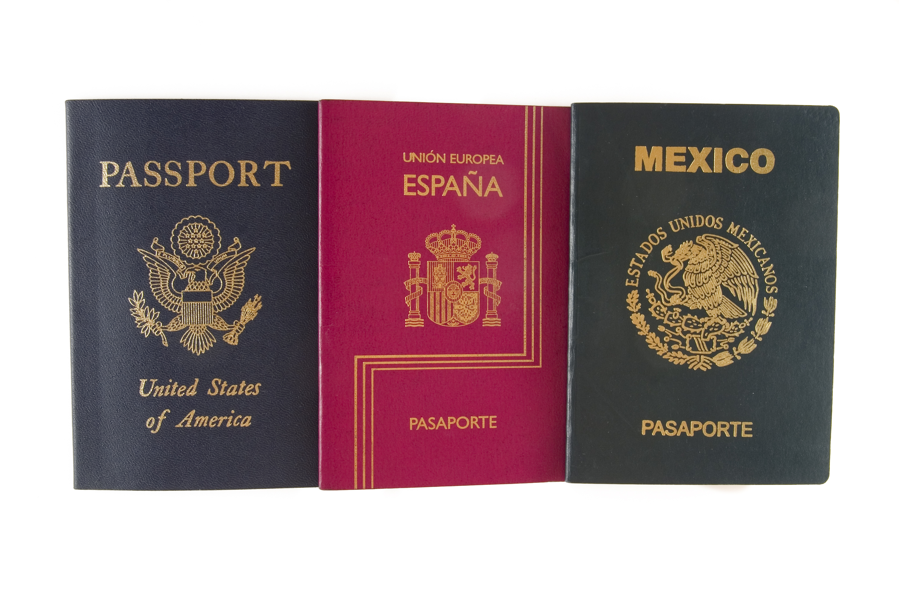 US, Spanish and Mexican Passports