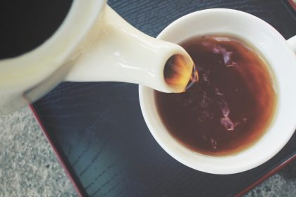 Pouring black tea