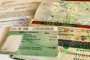 Passport with Mexico Resident Visa and Residency Card