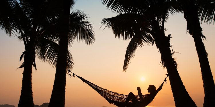 Resting in a hammock