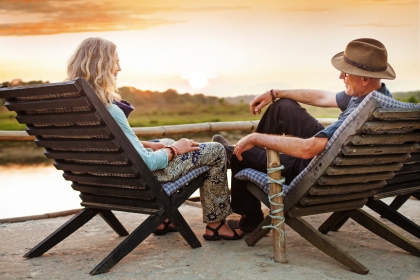 Retired couple with mountain view