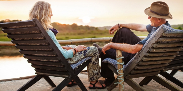 Retired couple with mountain view