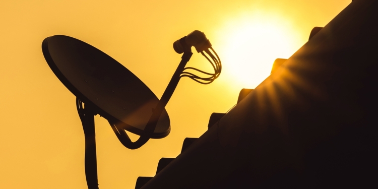 Satellite antenna on a home roof