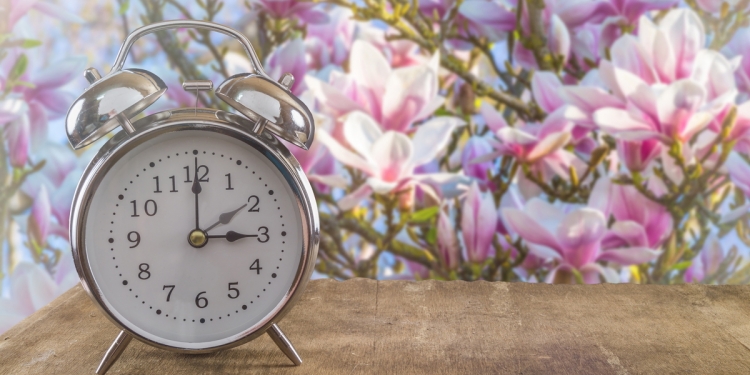 Spring clock change with flowers