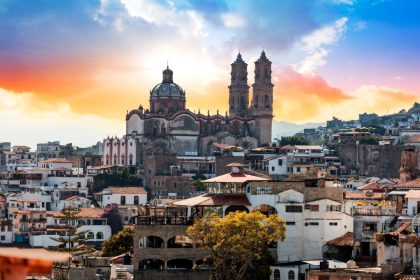 Santa Prisca Church at Sunset in Taxco, Mexico