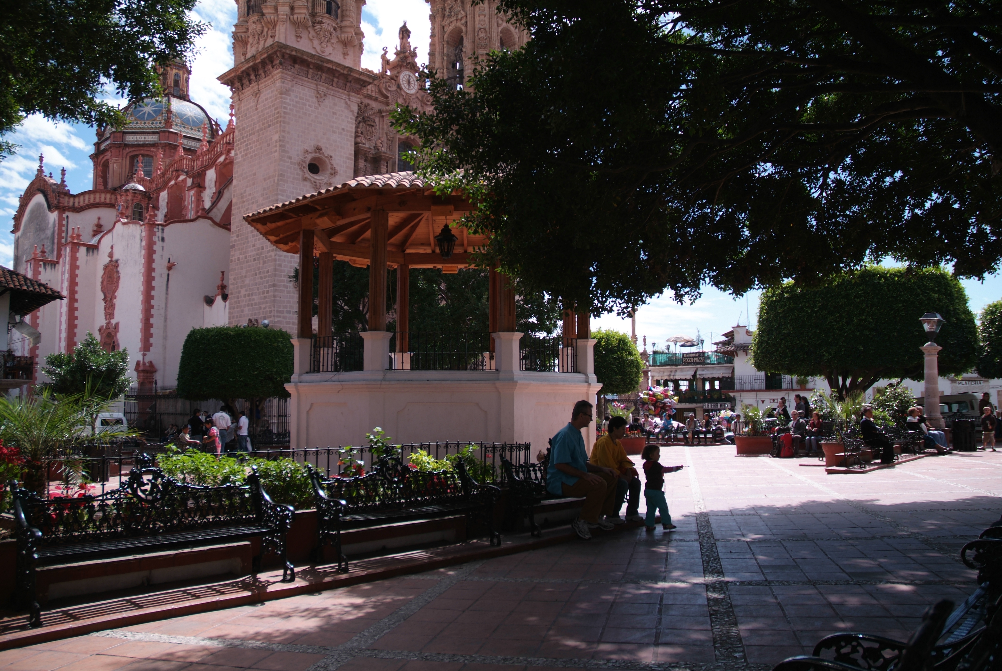 Downtown in Taxco, the Zocalo and Church