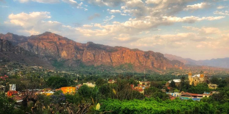 Panoramic view of Tepoztlan from Posada del Tepozteco hotel