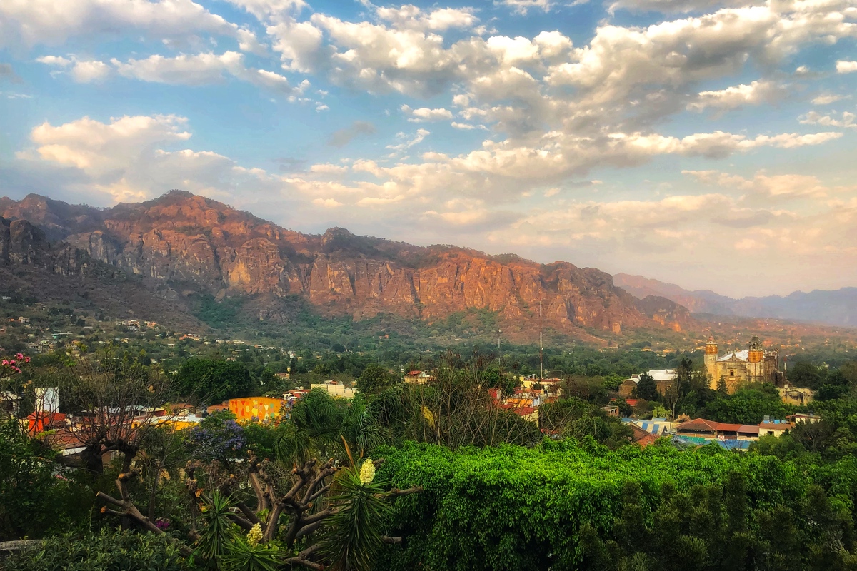 Panoramic view of Tepoztlan from Posada del Tepozteco hotel