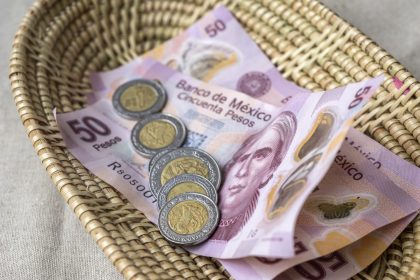 Tip money in a basket